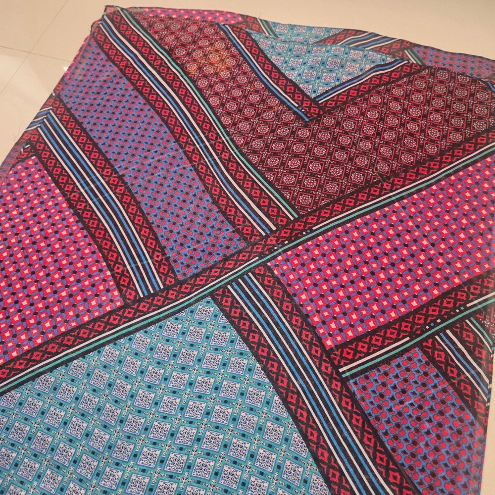 Calvin Klein Boho Geometric Sheer Long Scarf Y2K Whimsigoth Patchwork Wrap